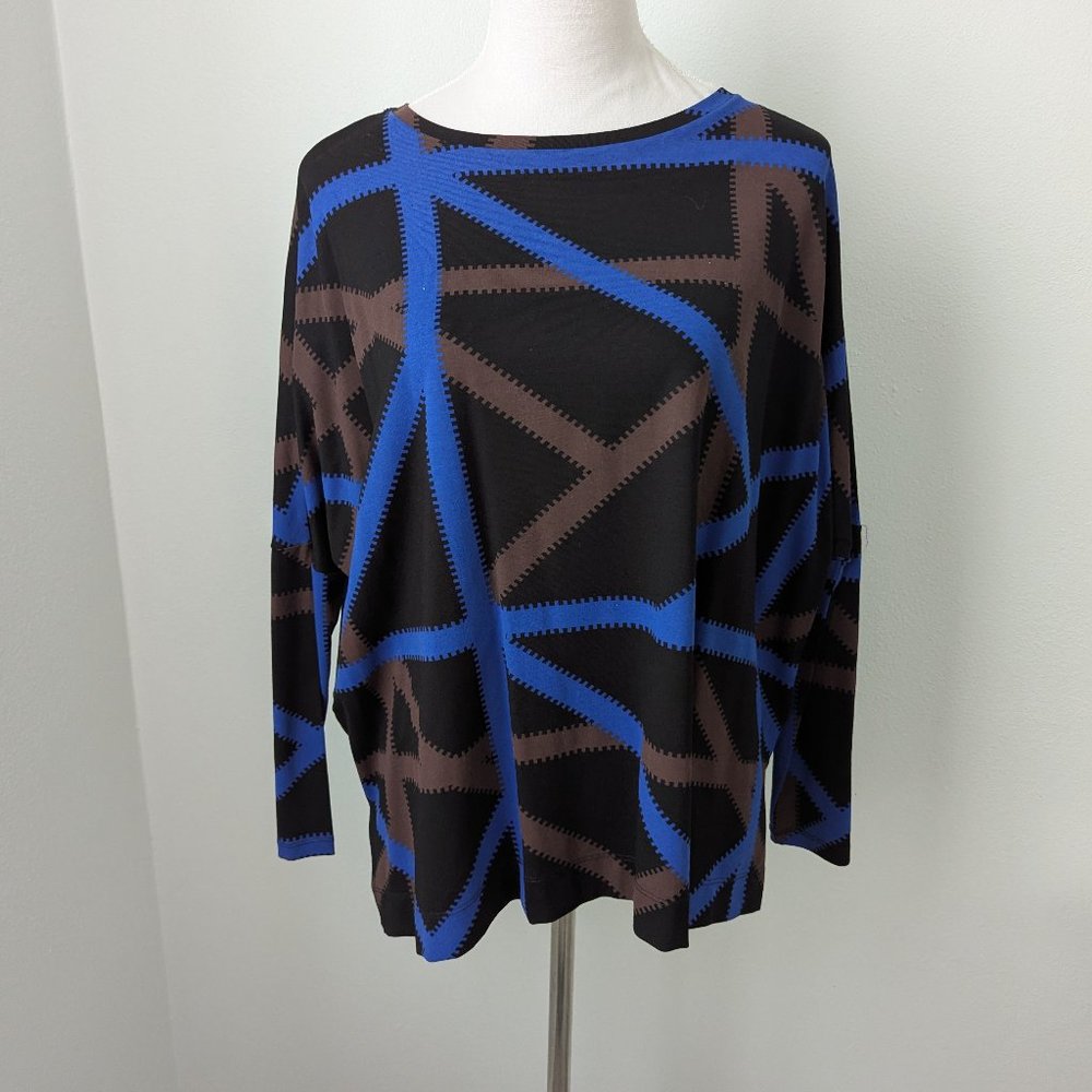 Masai Copenhagen Color Block 3/4 Sleeve Blouse, Medium
